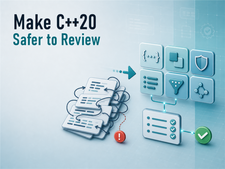 Feature image reading Make C++20 Safer to Review for 10 Handy C++20 Features for Embedded Systems