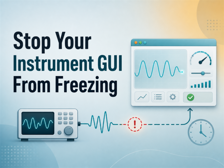 Feature image reading Stop Your Instrument GUI From Freezing with live Qt GUI and red warning on stalled instrument signal